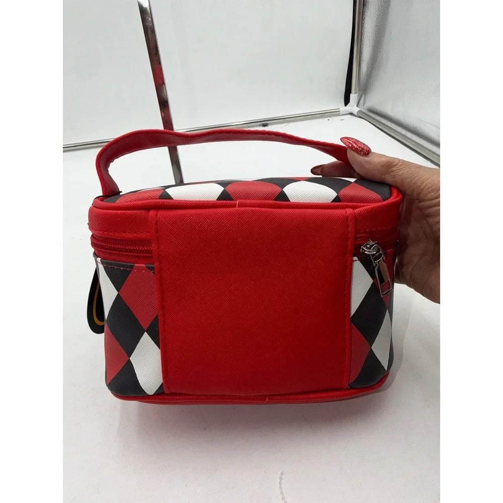 ROMWE DC Comics Harley Quinn Makeup Bag Red Black Harlequin Vanity Case New